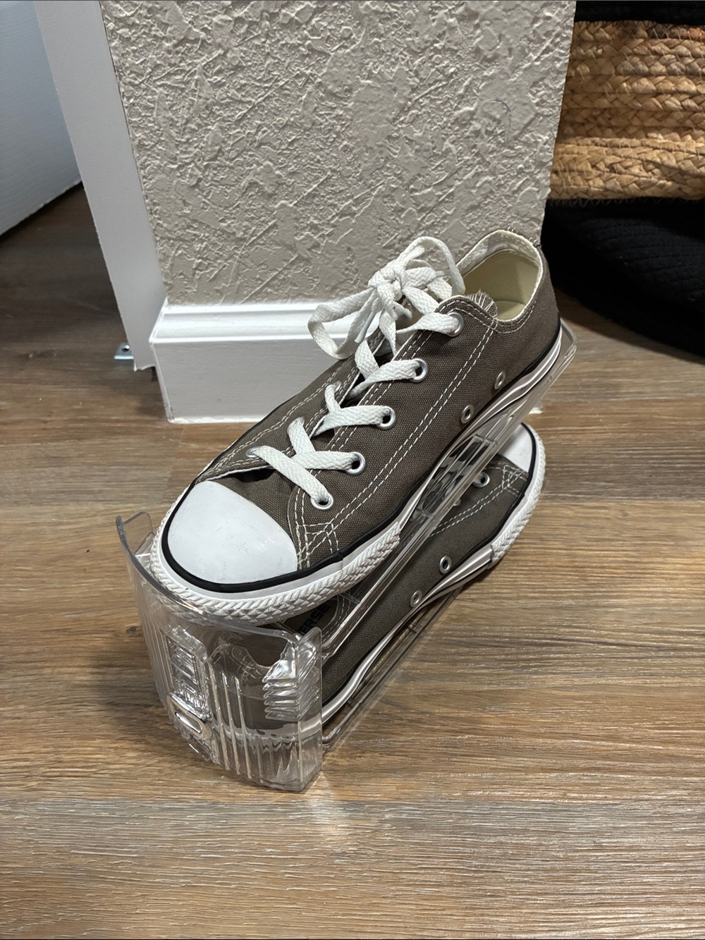 Converse Low-Top Canvas Sneakers in Olive with White Trim